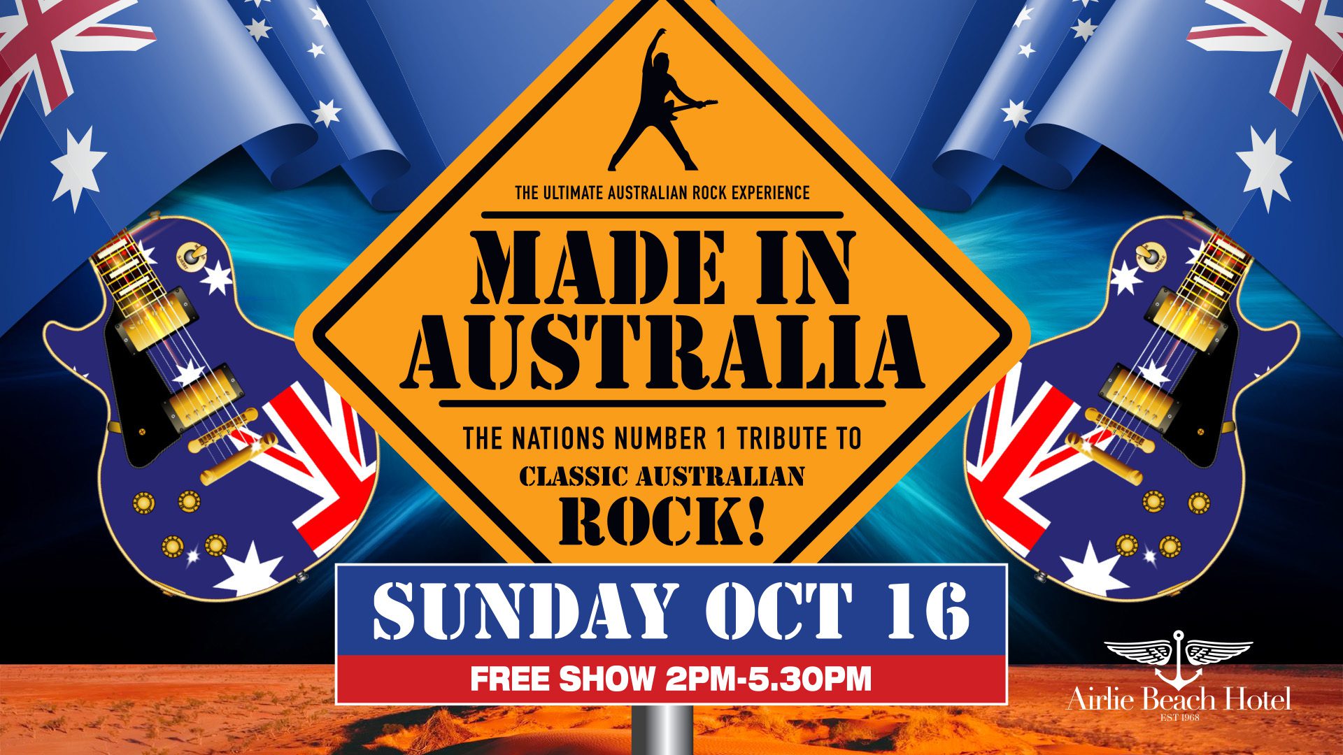 Event Poster for Made In Australia – Rock Experience | Airlie Beach | EventsontheHorizon.com