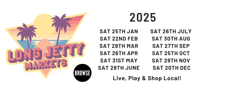 Event Poster for Long Jetty Markets | EventsontheHorizon.com