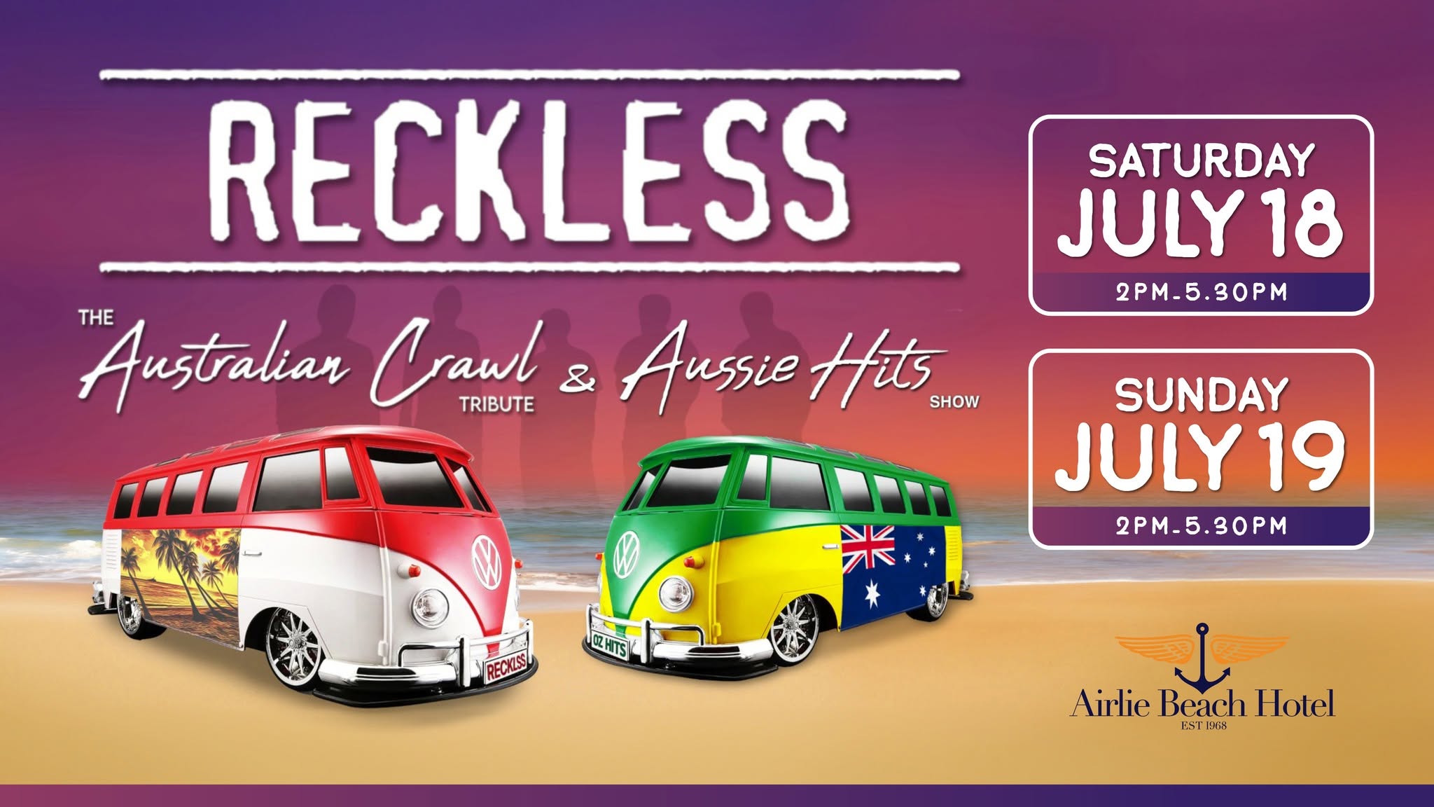 Event Poster for Reckless – Australian Crawl Tribute | Airlie Beach | EventsontheHorizon.com