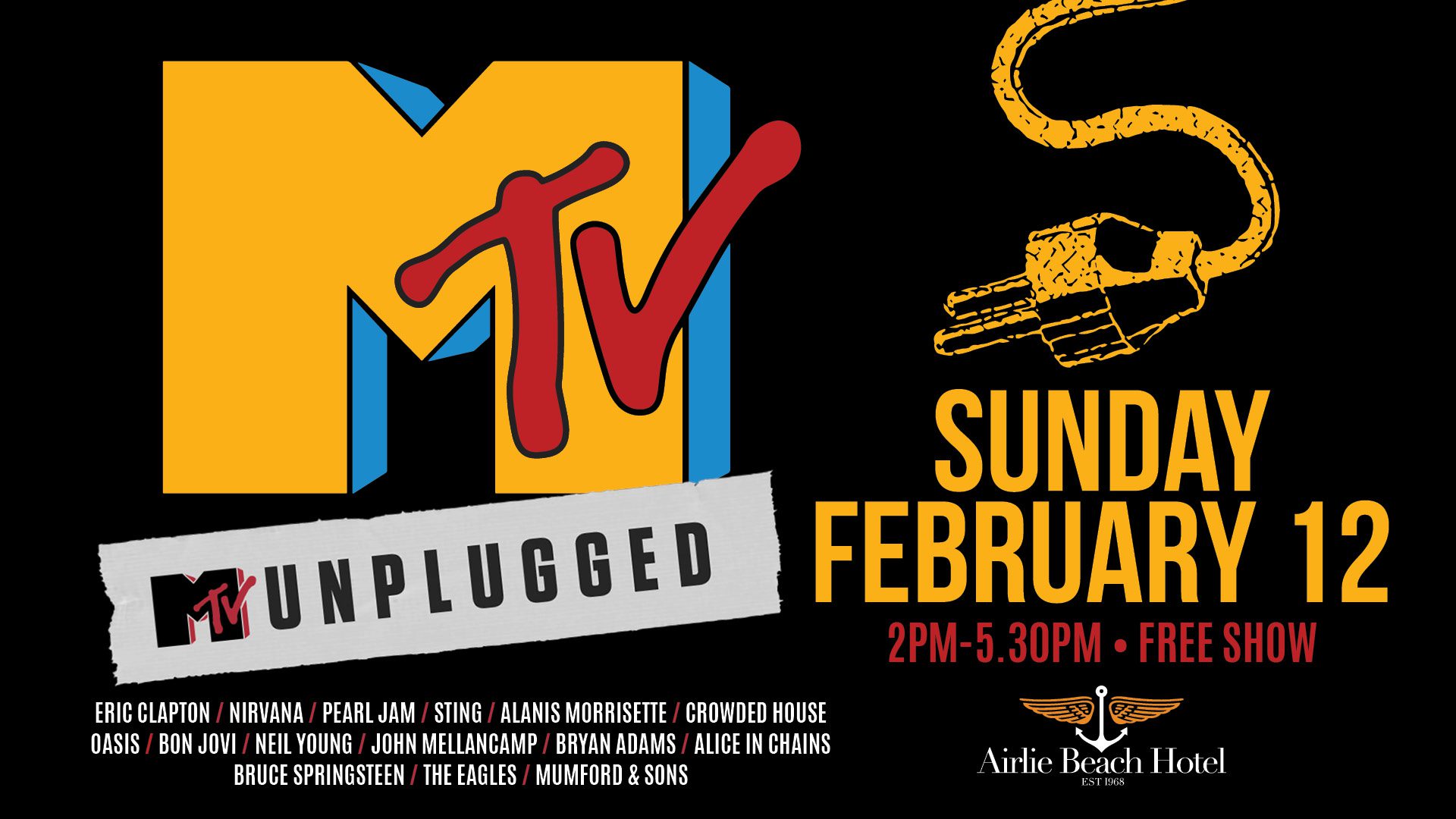 Event Poster for MTV Unplugged | Airlie Beach Hotel | EventsontheHorizon.com