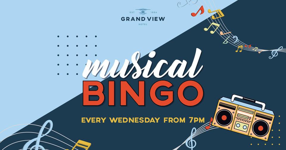 Event Poster for Musical Bingo at Grand View Hotel | Bowen | EventsontheHorizon.com