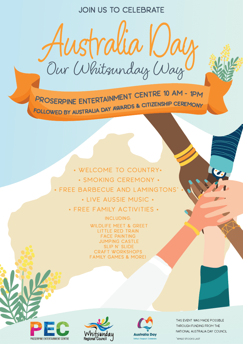 Event Poster for Australia Day Awards – Our Whitsunday Way Family Fun Day | EventsontheHorizon.com