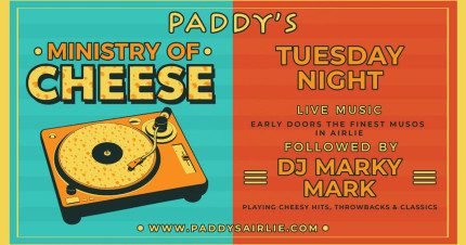 Event Card poster for Paddy’s Ministry of Cheese | Airlie Beach