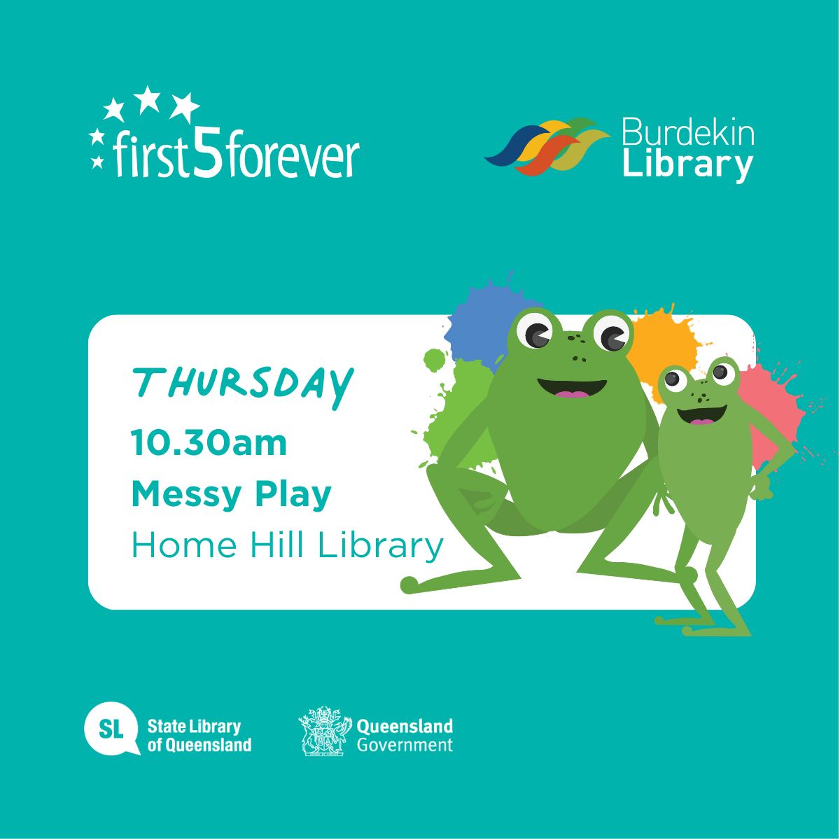 Event Poster for Messy Play @ Burdekin Library | Home Hill | EventsontheHorizon.com
