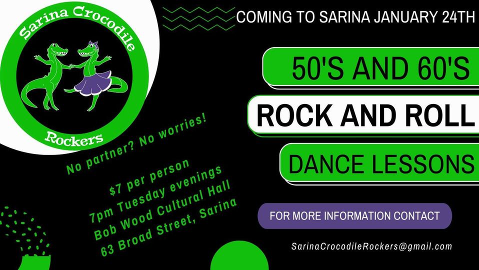 Event Poster for Rock & Roll Lessons @ Bob Wood Cultural Hall | Sarina | EventsontheHorizon.com