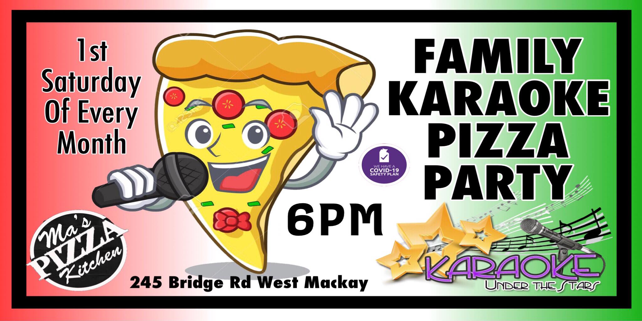 Event Poster for Family Karaoke Pizza Party | Mackay | EventsontheHorizon.com
