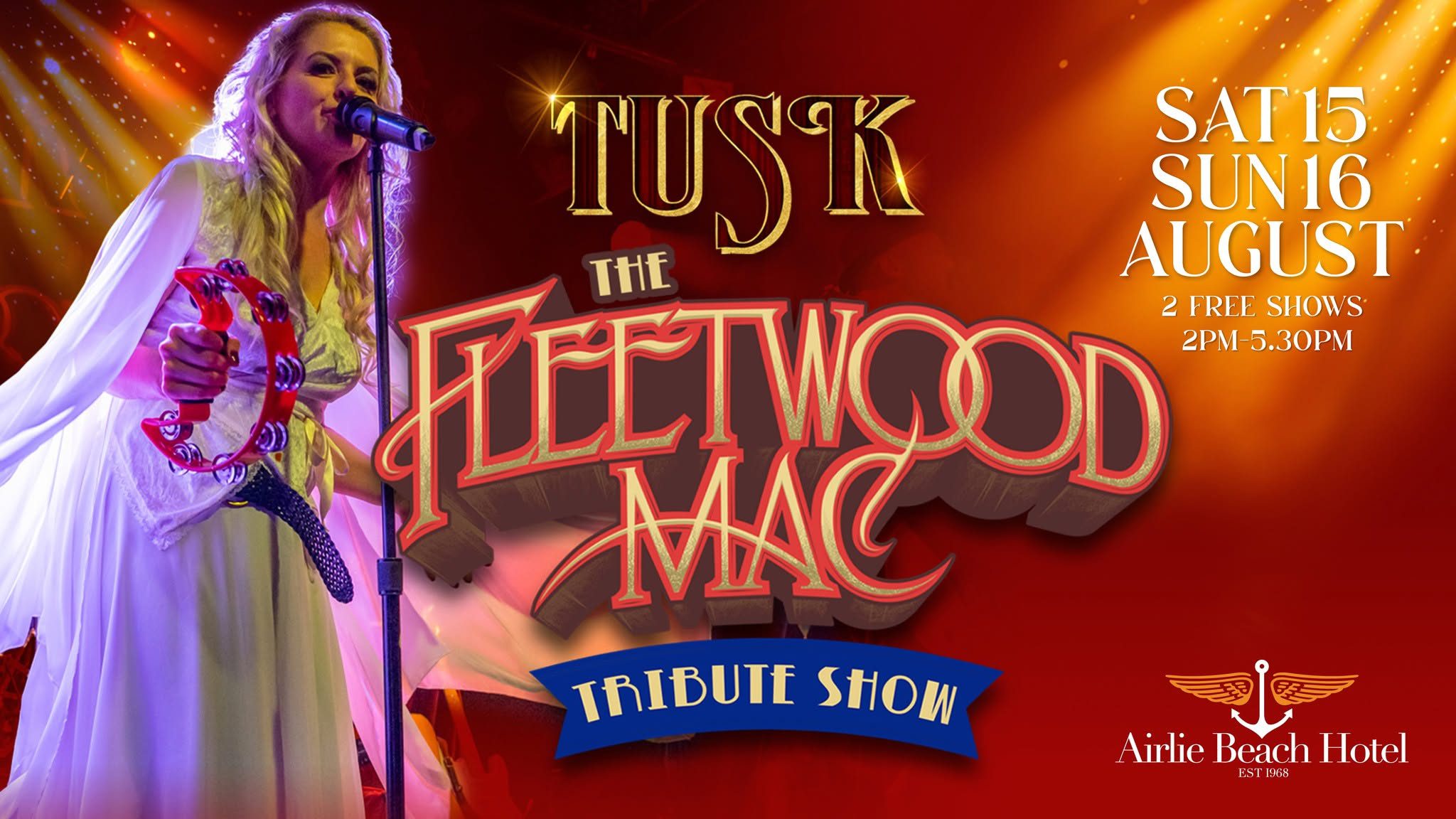 Event Poster for ‘TUSK’ Fleetwood Mac Tribute Show @ Airlie Beach Hotel | EventsontheHorizon.com