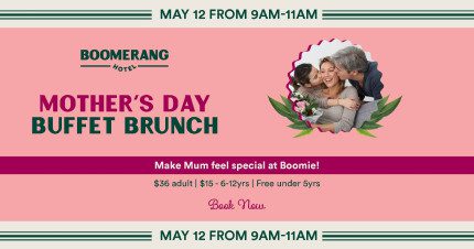 Event Card poster for Mothers Day Buffet Brunch @ Boomerang Hotel | Mackay