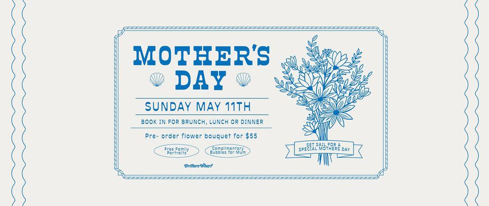 Event Poster for Mothers Day @ Drifters Wharf | Gosford | EventsontheHorizon.com