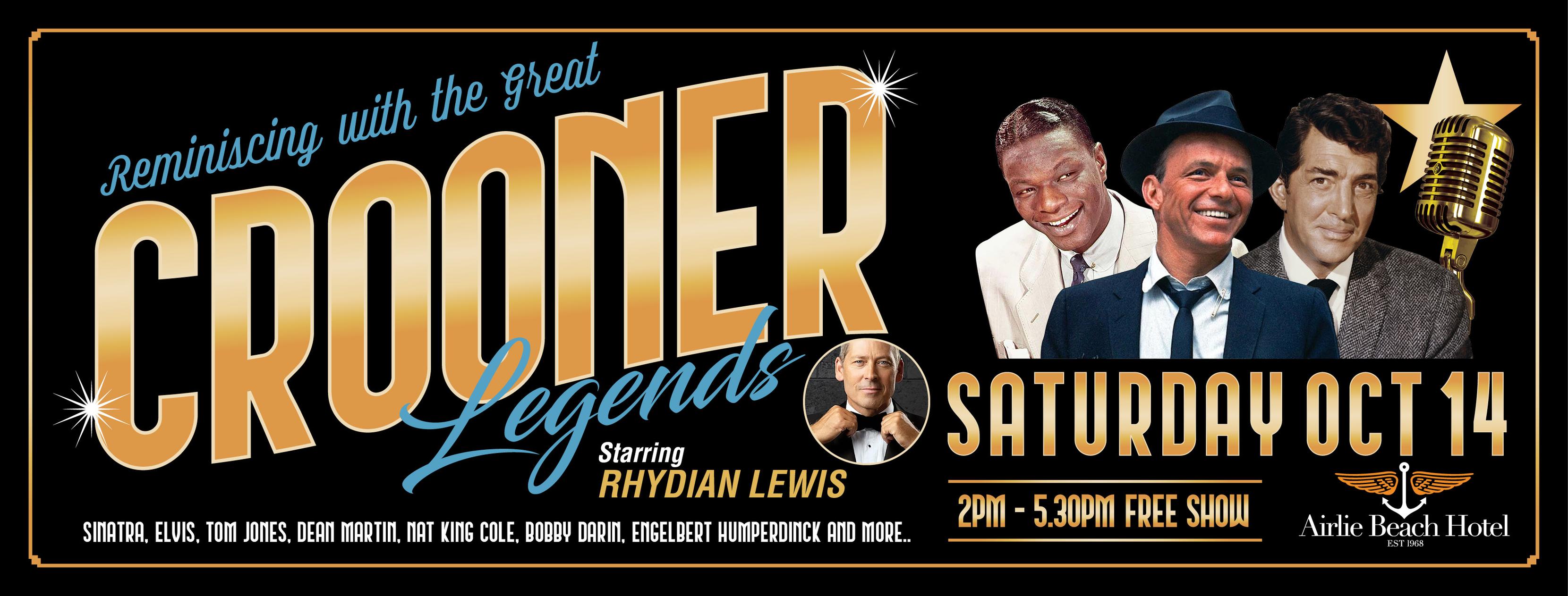 Event Poster for Crooner Legends @ Airlie Beach Hotel | EventsontheHorizon.com