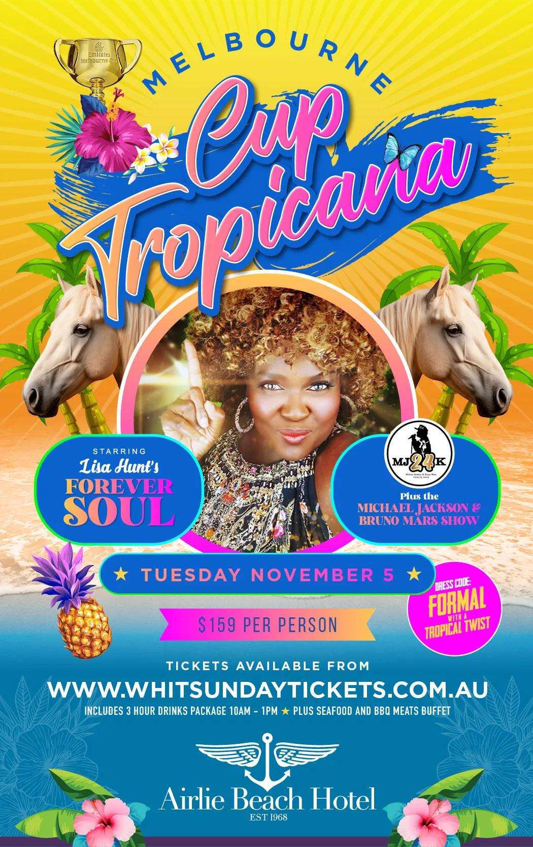 Event Poster for Melbourne Cup – Tropicana Party | Airlie Beach Hotel | EventsontheHorizon.com