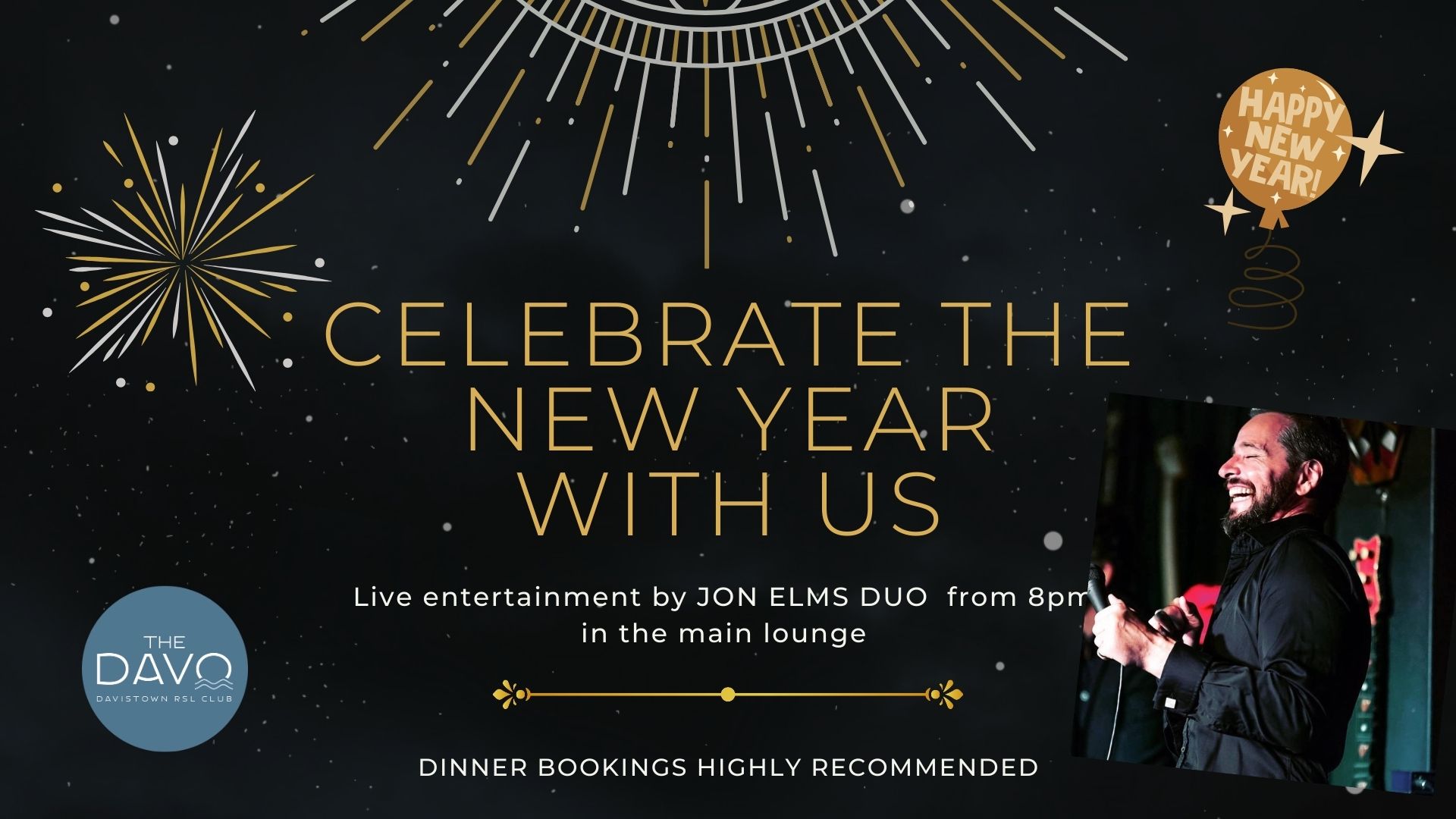 Event Poster for New Years Eve @ Davistown RSL Club | EventsontheHorizon.com