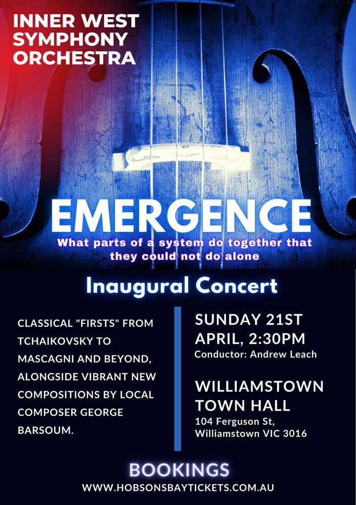Event Poster for Emergence – Inner West Symphony Orchestra | Williamstown | EventsontheHorizon.com