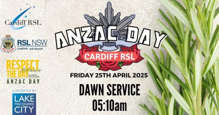 Event Card poster for ANZAC Day @ Cardiff RSL