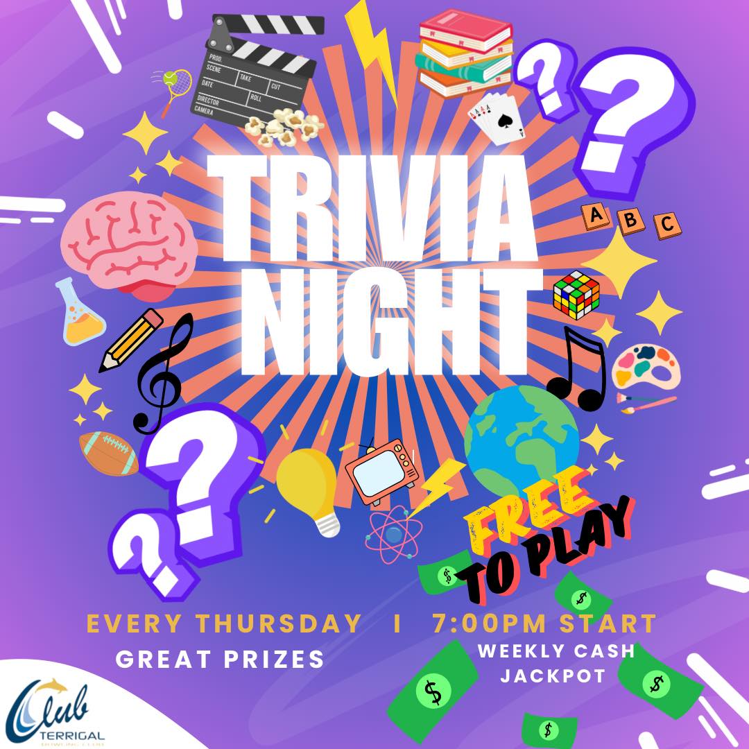 Event Poster for Trivia Night @ Club Terrigal Bowling Club | EventsontheHorizon.com