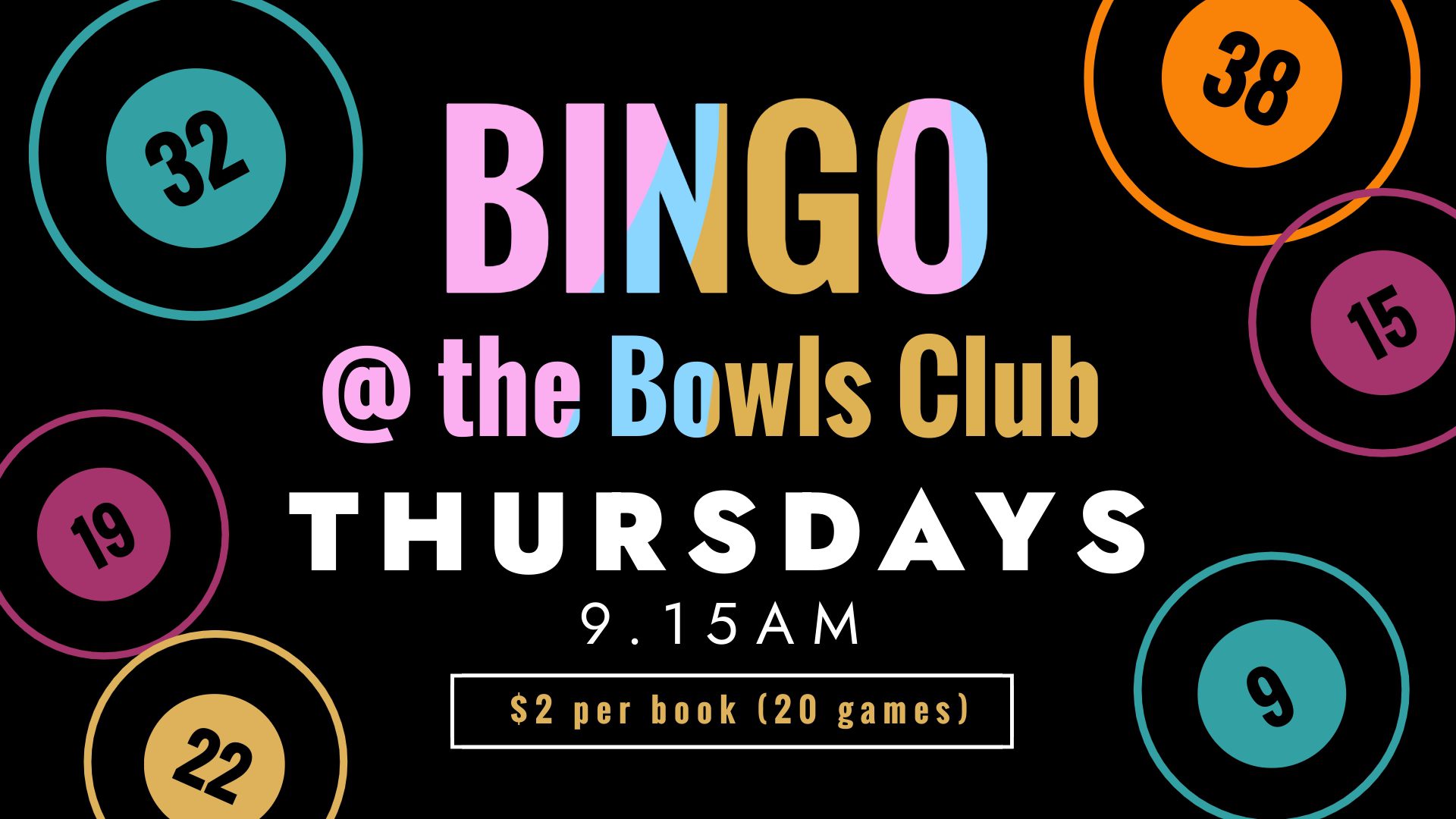 Event Poster for Bingo @ Mackay Northern Beaches Bowls Club | EventsontheHorizon.com