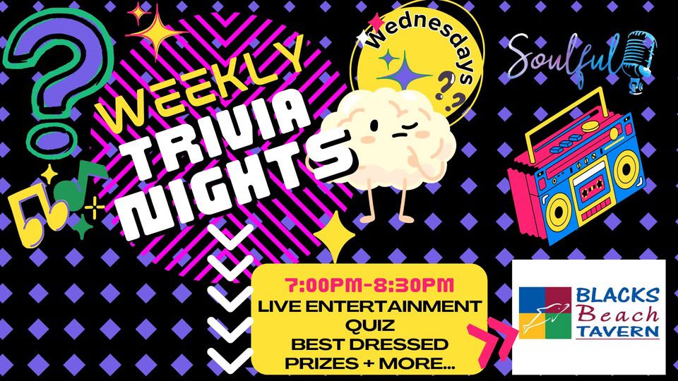 Event Poster for Trivia Night @ Blacks Beach Tavern | Mackay | EventsontheHorizon.com
