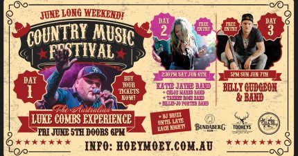 Event Card poster for Hoey Moey’s Country Music Festival | Coffs Harbour