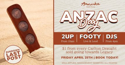 Event Card poster for ANZAC Day @ Aanuka Beach House | Coffs Harbour