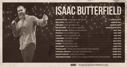 Event Card poster for Isaac Butterfield (Live) @ Drifters Wharf | Gosford