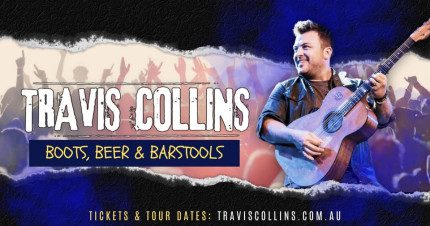 Event Card poster for Travis Collins – Boots, Beer & Barstools Tour 2025 | Woy Woy