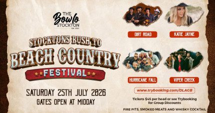 Event Card poster for Stockton’s Bush to Beach Country Festival