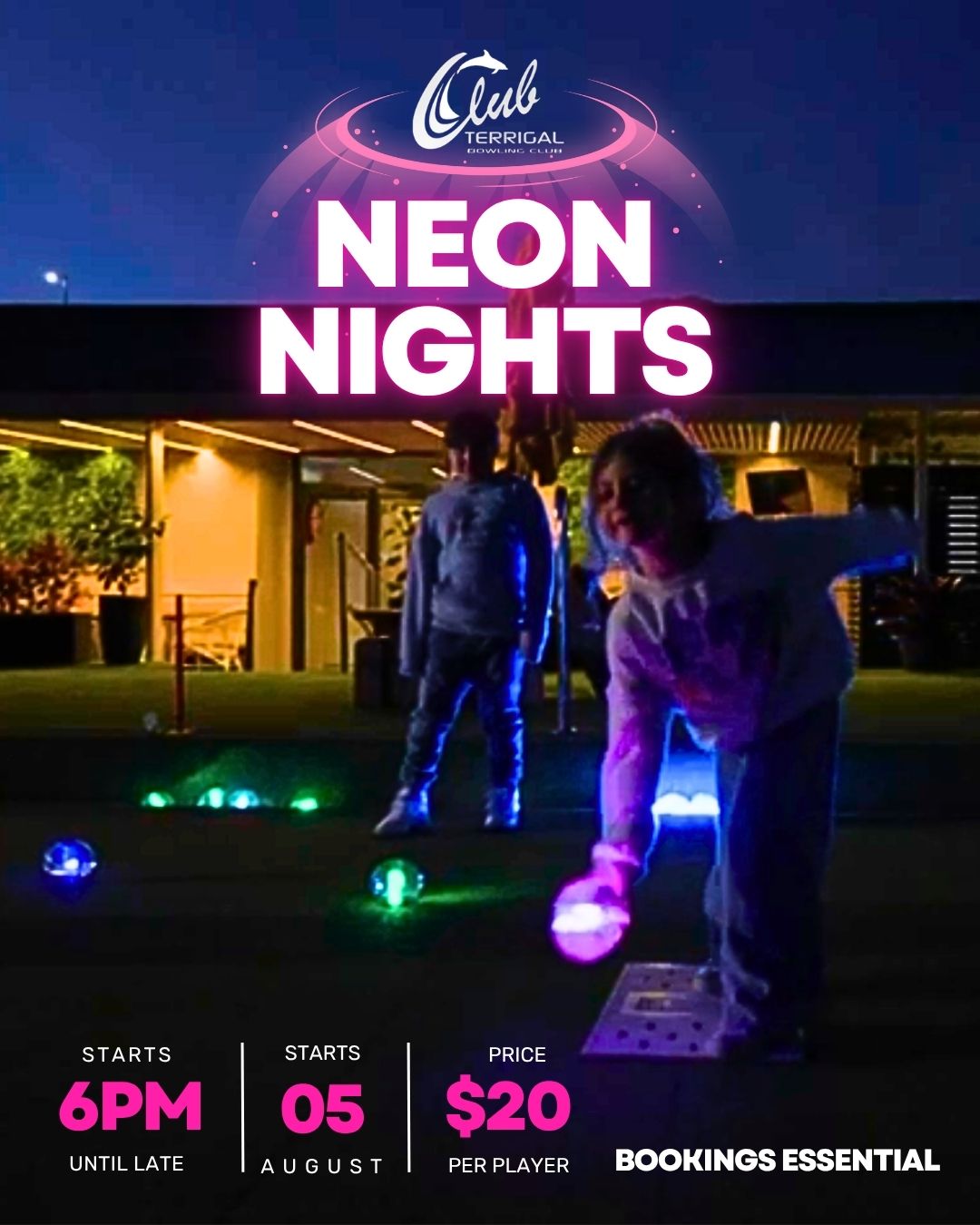 Event Poster for Neon Nights @ Club Terrigal Bowling Club | EventsontheHorizon.com