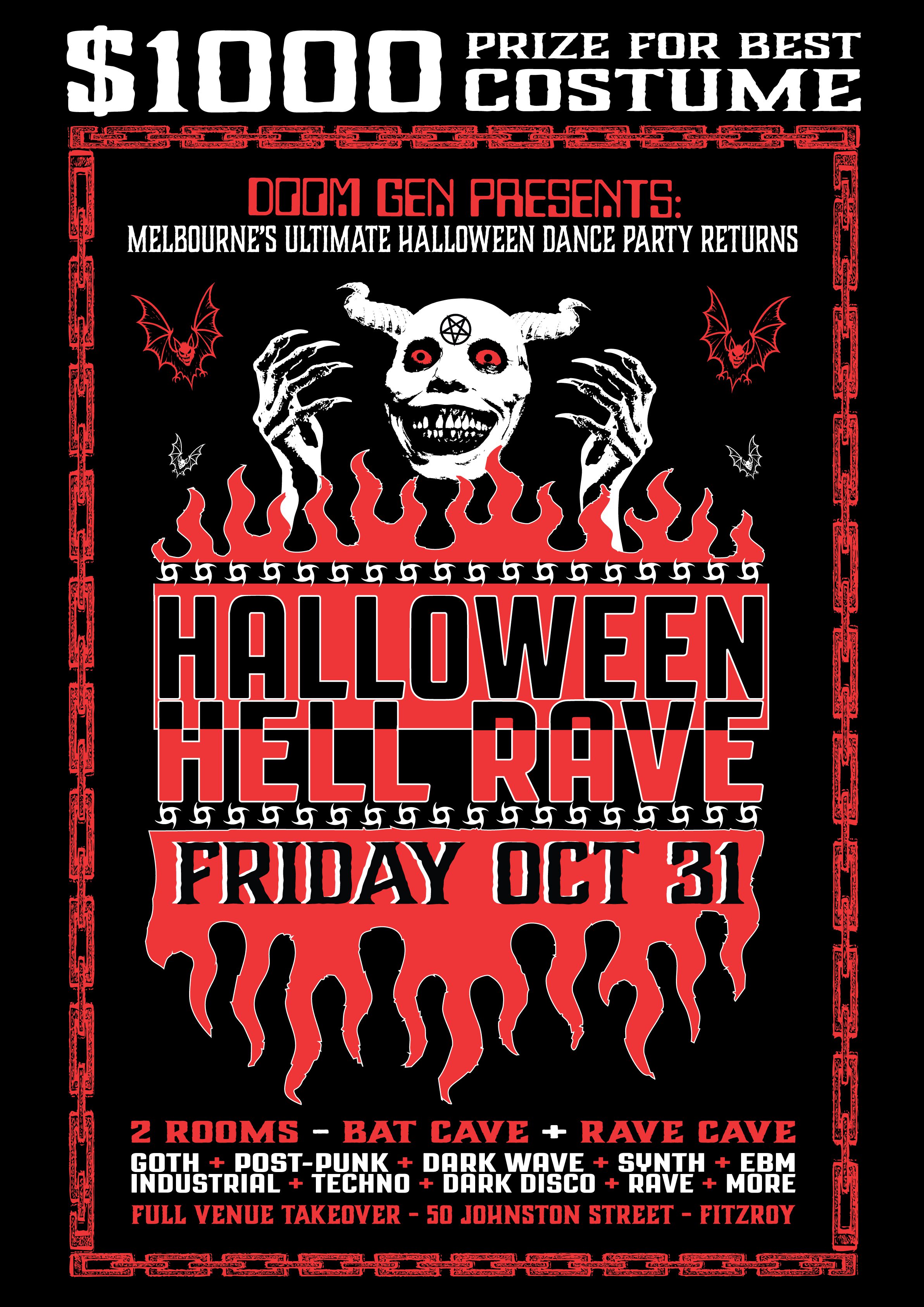 Whats On Doom Gen Presents Halloween Hell Rave Fitzroy 