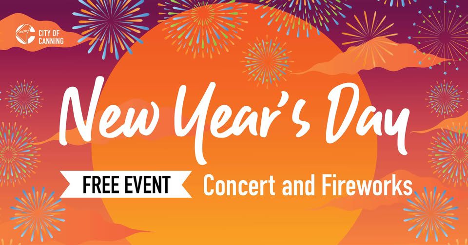 Event Poster for New Year’s Day Concert & Fireworks | Shelley Foreshore | EventsontheHorizon.com