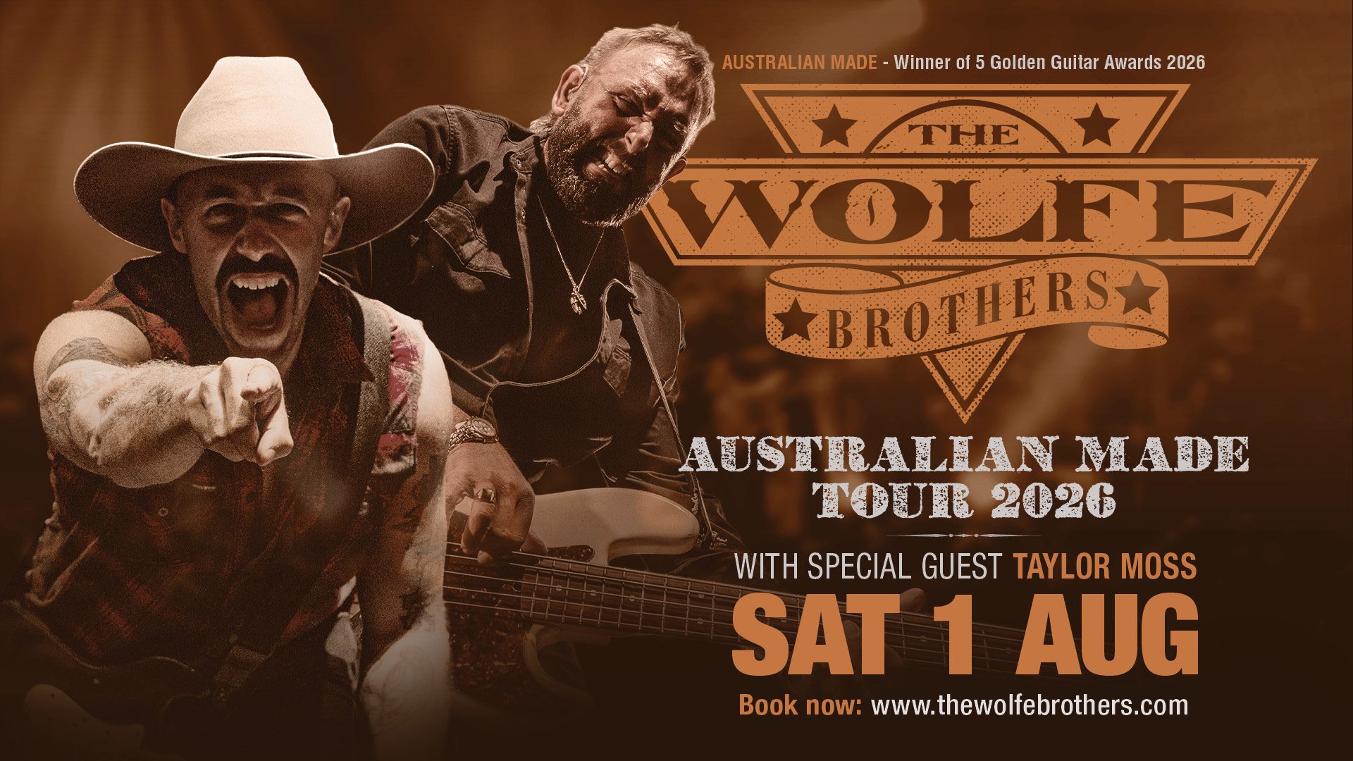 Event Poster for The Wolfe Brothers – Australian Made Tour 2026 | Tanunda | EventsontheHorizon.com
