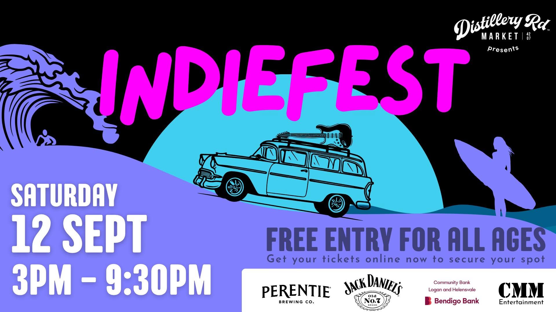 Event Poster for IndieFest at Distillery Road Market | Eagleby | EventsontheHorizon.com