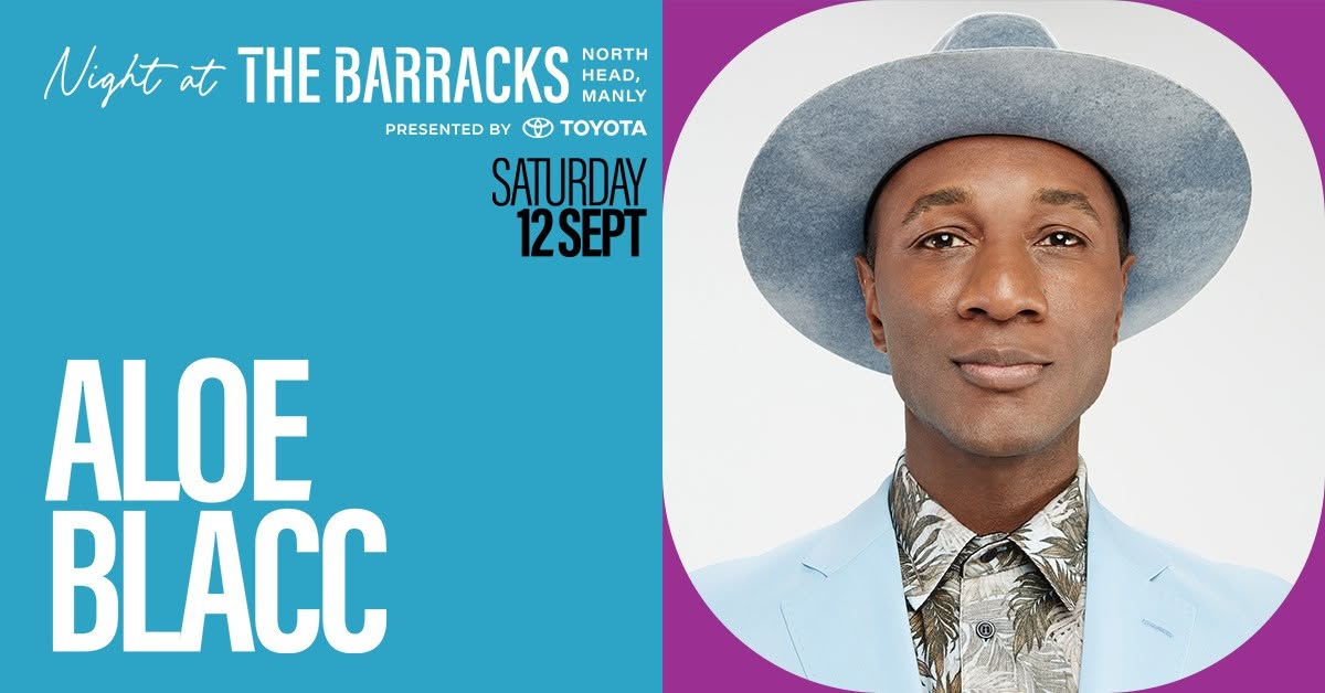 Event Poster for Night at The Barracks – Aloe Blacc | Manly | EventsontheHorizon.com