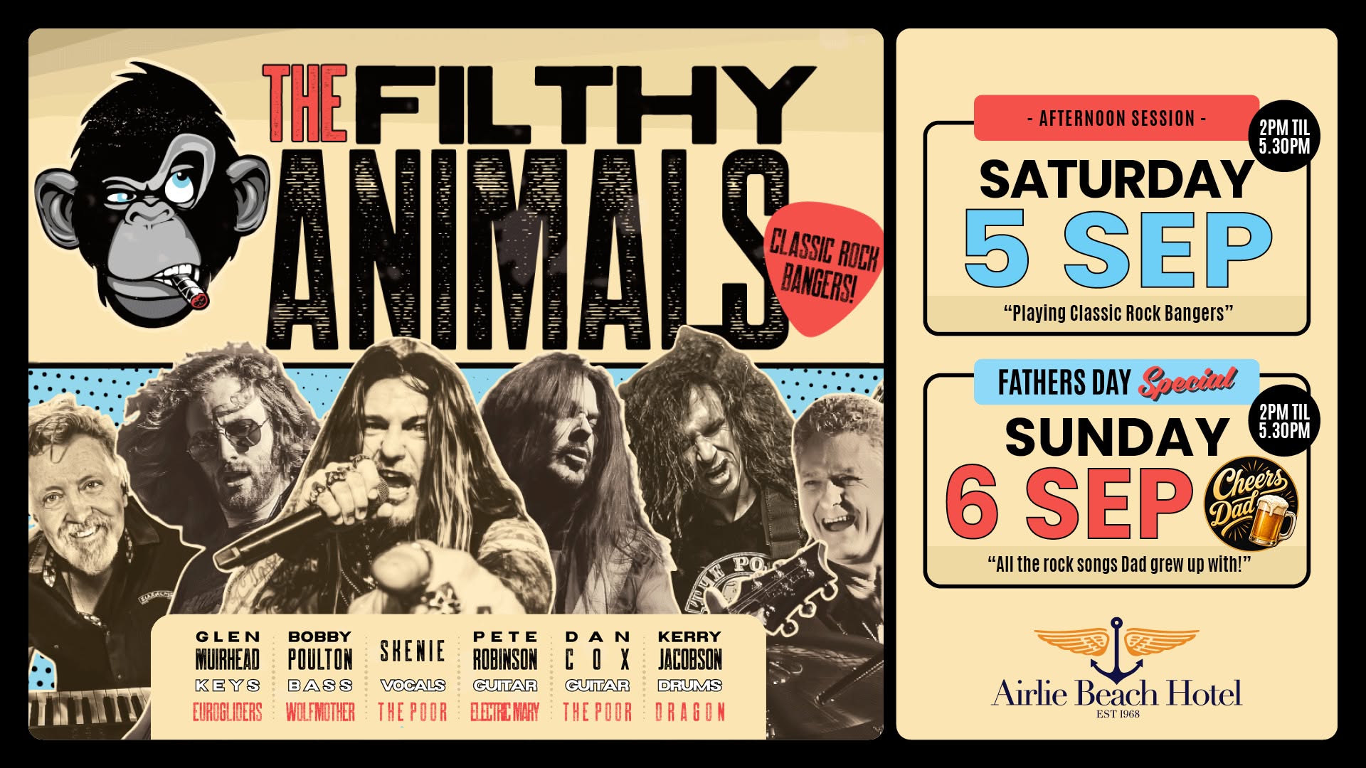 Event Poster for The Filthy Animals – Filthy As Charged Tour 2026 | Airlie Beach | EventsontheHorizon.com