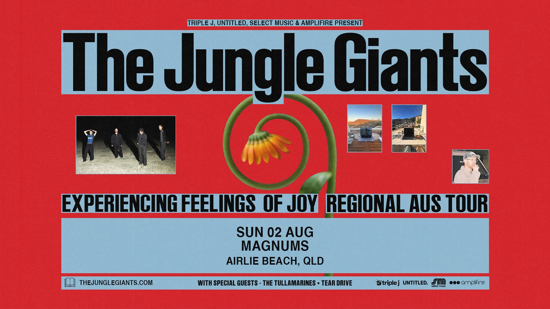 Event Poster for The Jungle Giants – Experiencing Feelings of Joy Tour | Airlie Beach | EventsontheHorizon.com