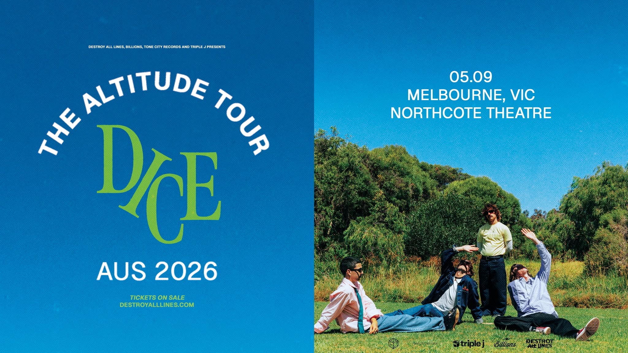 Event Poster for Dice – The Altitude Tour @ Northcote Theatre | EventsontheHorizon.com