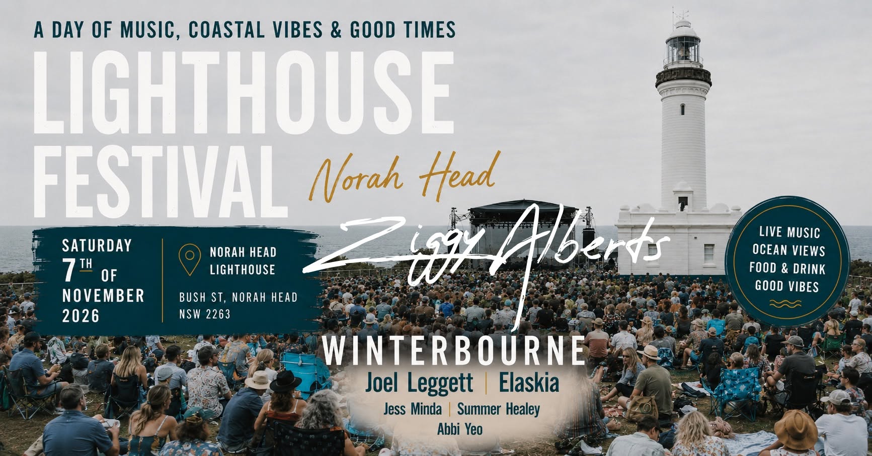 Event Poster for Lighthouse Festival 2026 | Norah Head | EventsontheHorizon.com