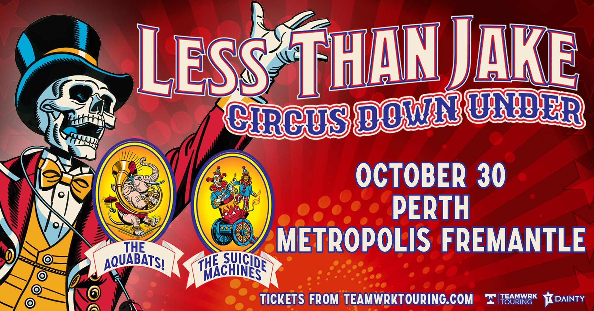 Event Poster for Less Than Jake – ‘Circus Down Under’ Tour | Fremantle | EventsontheHorizon.com
