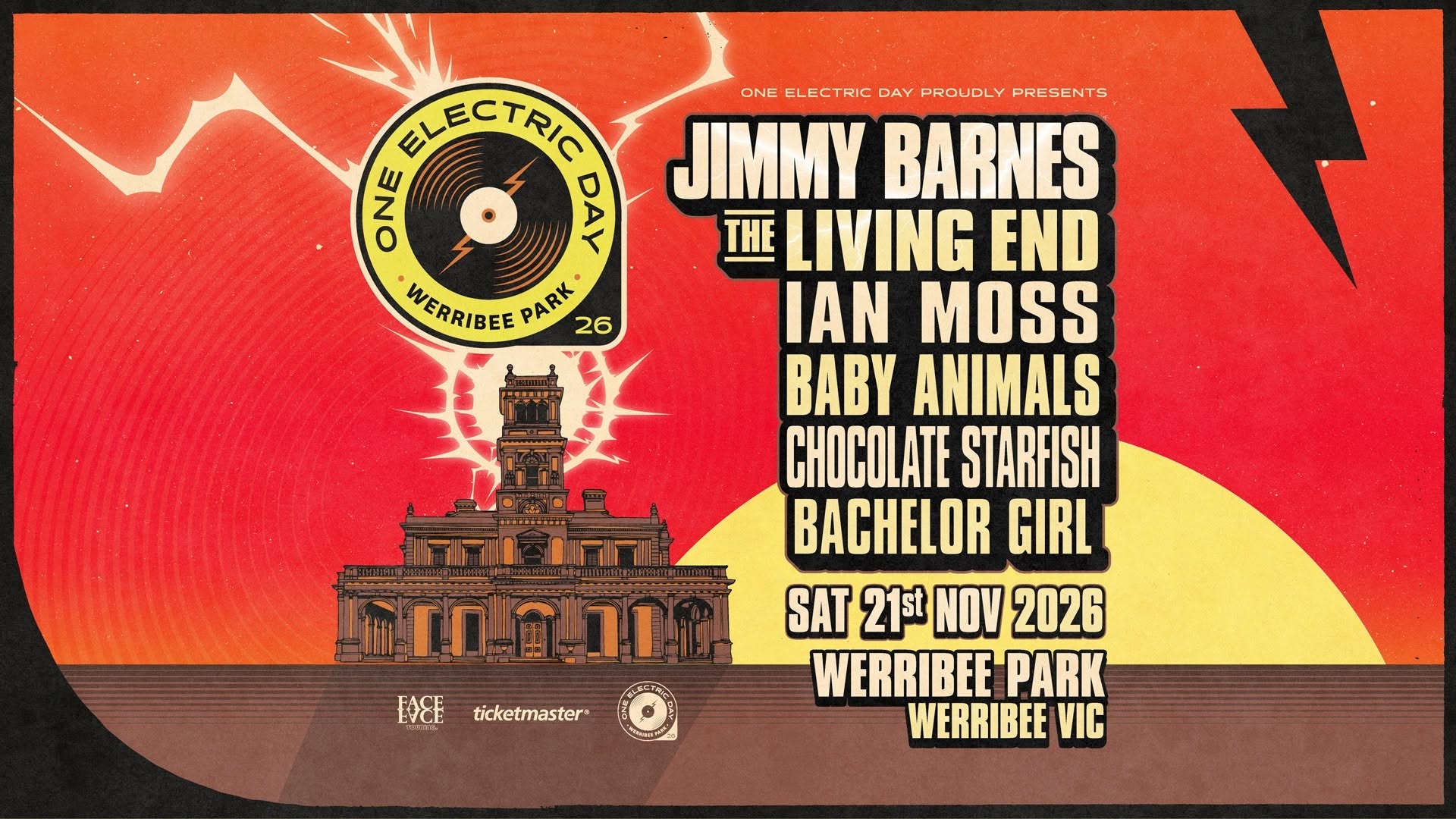 Event Poster for One Electric Day 2026 @ Werribee Park | EventsontheHorizon.com