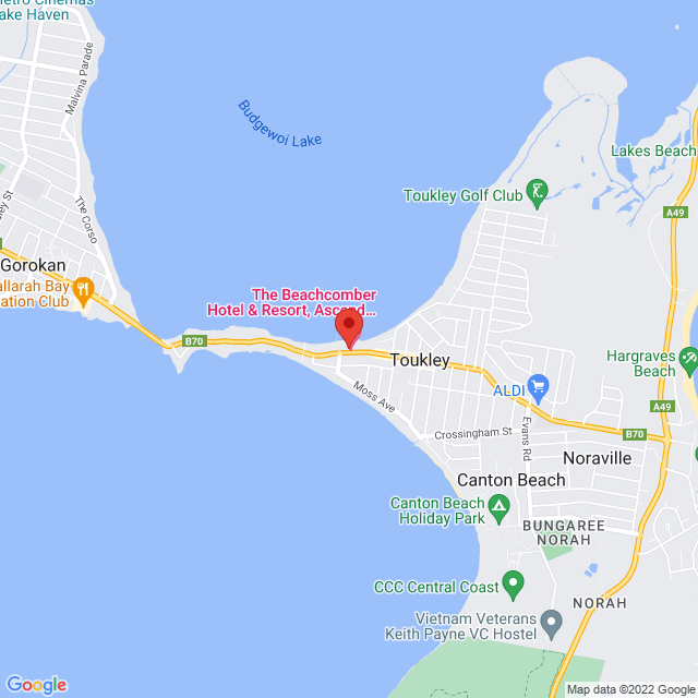 Map of event location, Christmas Day Luncheon @ The Beachcomber Hotel | Toukley | EventsontheHorizon.com