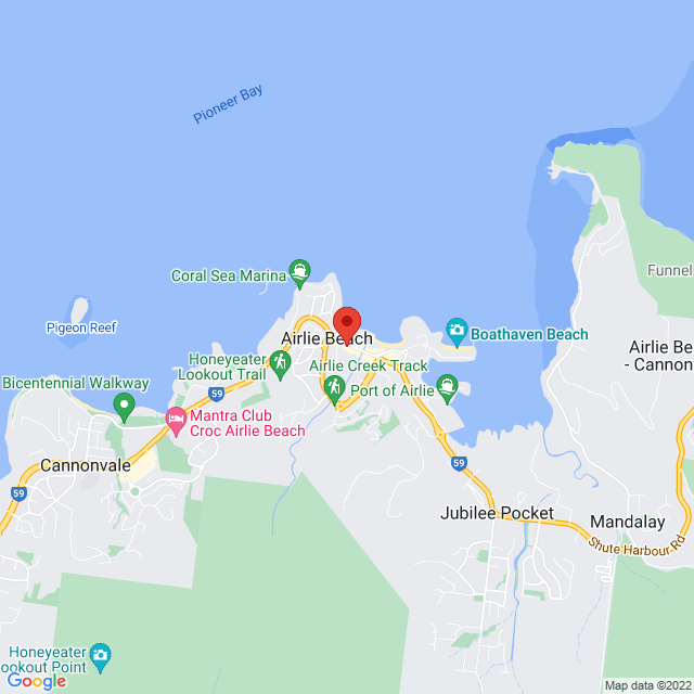 Map of event location, Paddy’s NYE Beach Party | Airlie Beach | EventsontheHorizon.com