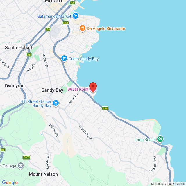 Map of event location, Bill Bailey – Vaudevillean @ Wrest Point Hobart | EventsontheHorizon.com
