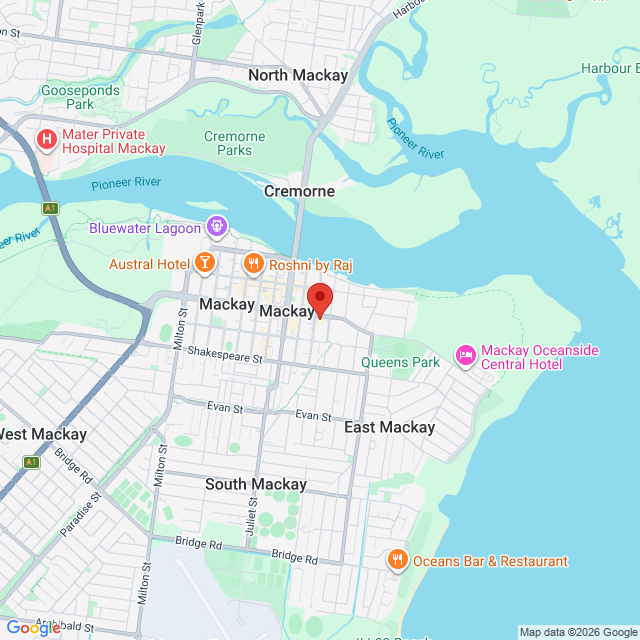 Map of event location, Blake Pavey: A Bit Scared | Mackay | EventsontheHorizon.com