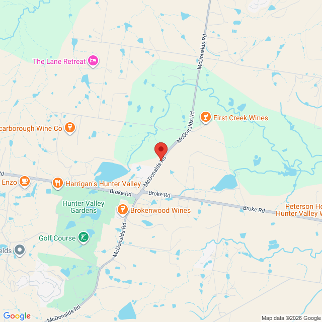 Map of event location, 2026 Red Hot Summer Tour – Australian Crawl | Pokolbin | EventsontheHorizon.com