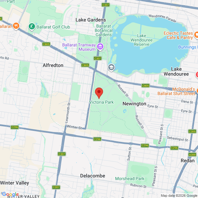Map of event location, 2026 Red Hot Summer Tour – Australian Crawl | Ballarat | EventsontheHorizon.com