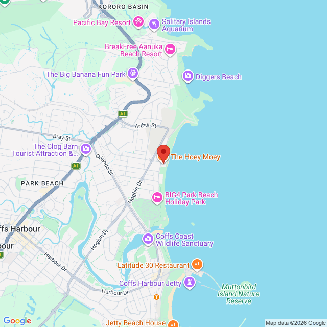Map of event location, The Jungle Giants – Experiencing Feelings of Joy Tour | Coffs Harbour | EventsontheHorizon.com