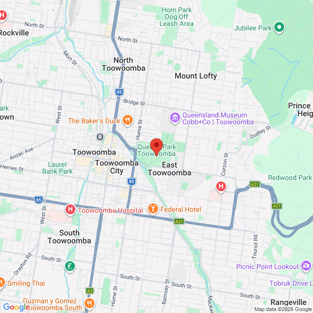 Map of event location, 2026 Red Hot Summer Tour – Australian Crawl | Toowoomba | EventsontheHorizon.com