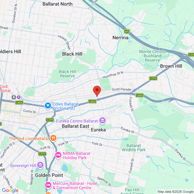 Map of event location, Ellen Briggs – Mid-Life Mayhem | Ballarat | EventsontheHorizon.com