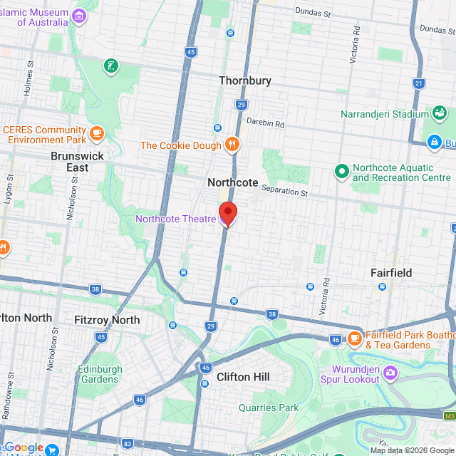 Map of event location, Dice – The Altitude Tour @ Northcote Theatre | EventsontheHorizon.com