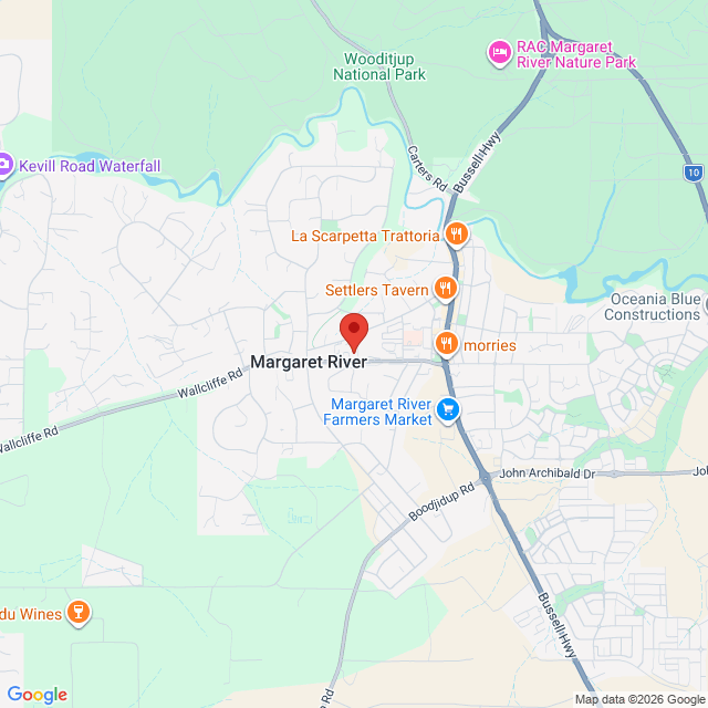Map of event location, Adam Newling – Live & Regional Tour | Margaret River | EventsontheHorizon.com