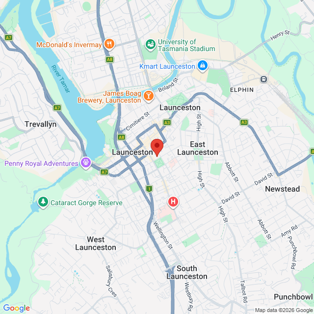Map of event location, Geraldine Hickey – A Weight Off My Chest | Launceston | EventsontheHorizon.com